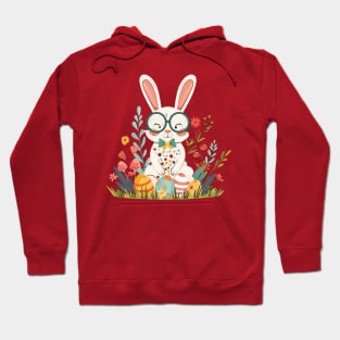 Easter bunny rabit easter eggs floral Hoodie